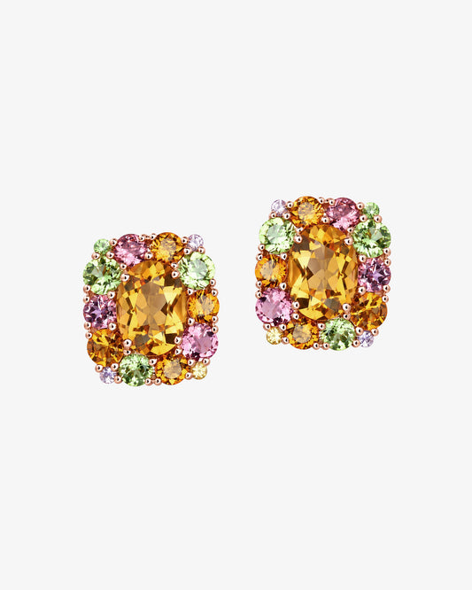 Isabelle Langlois Citrine and Pink Tourmaline Stud Earrings