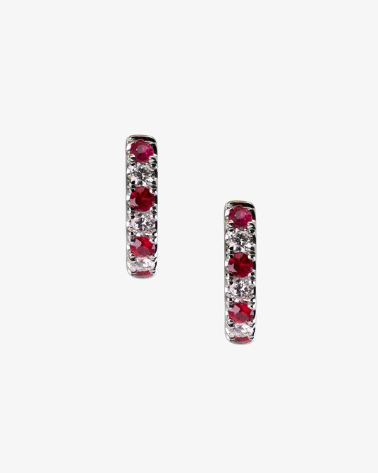 Ruby and Diamond Huggie Earrings