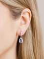 Pear Cut Tanzanite and Diamond Halo Drop Earrings