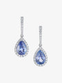 Pear Cut Tanzanite and Diamond Halo Drop Earrings