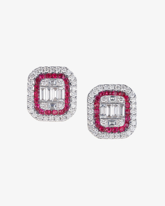 Ruby and Diamond Invisible Set Earrings