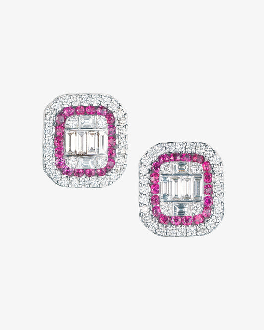 Ruby and Diamond Invisible Set Earrings