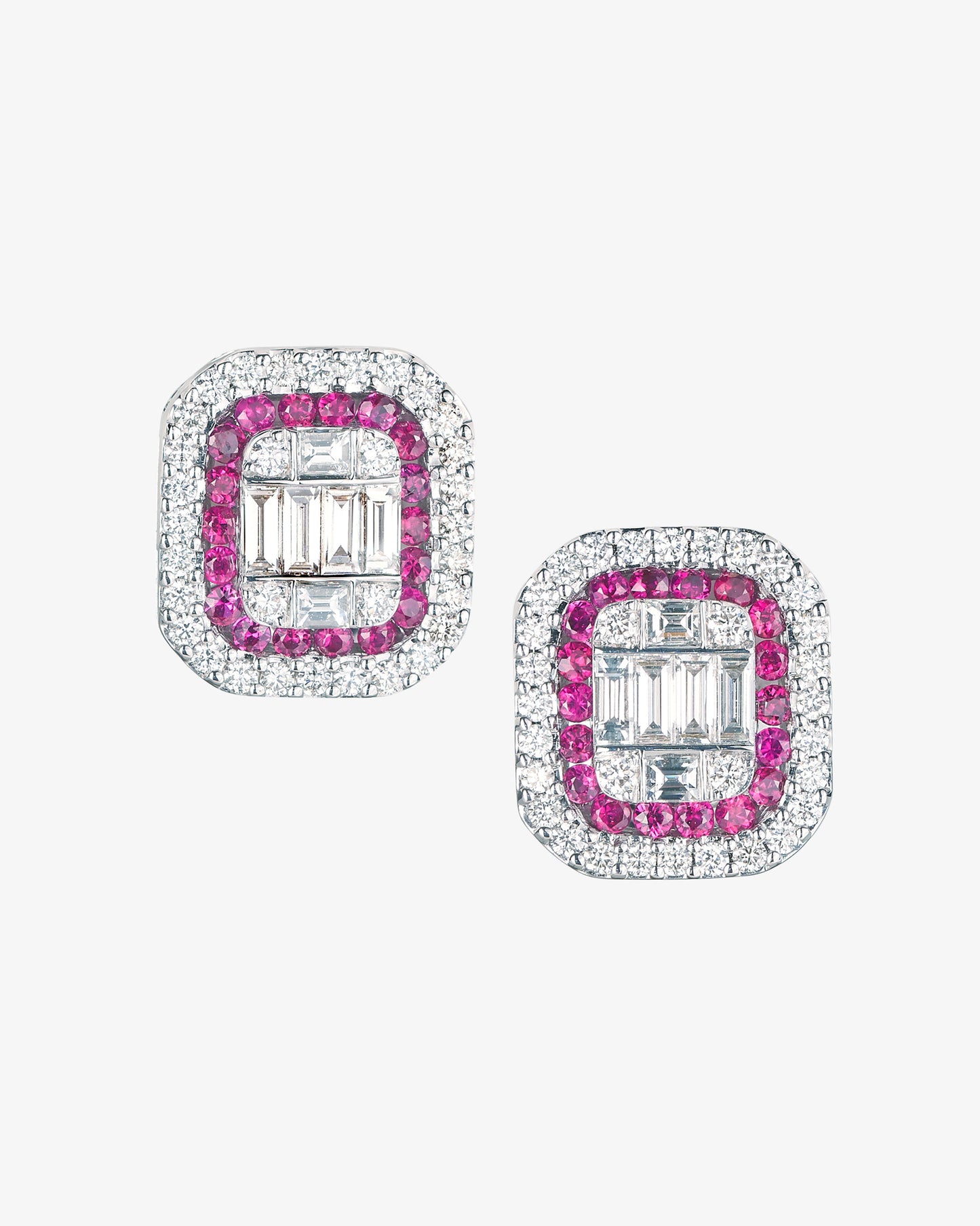 Ruby and Diamond Invisible Set Earrings