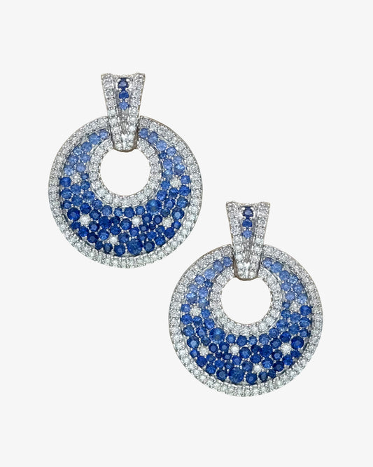 Sapphire and Diamond Disc Earrings