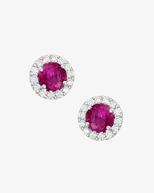 Ruby and Diamond Stud Earrings