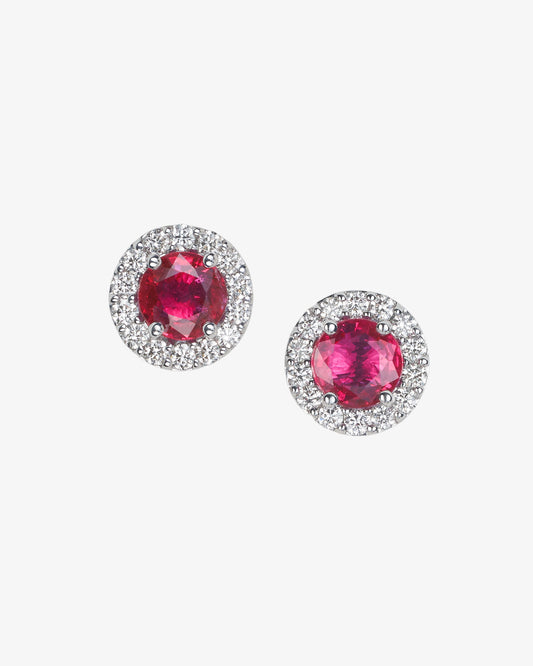 Ruby and Diamond Stud Earrings