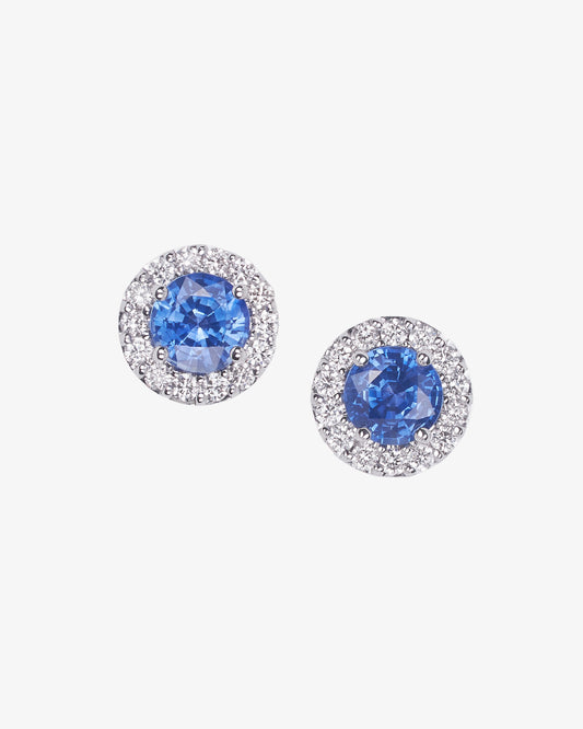 Sapphire and Diamond Stud Earrings