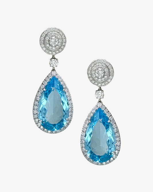 Blue Topaz and Diamond Earrings