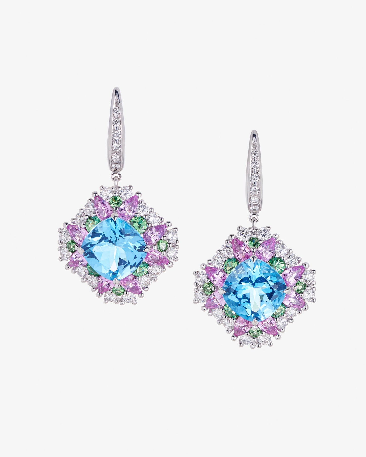 6.04ct Blue Topaz Earrings with Diamond