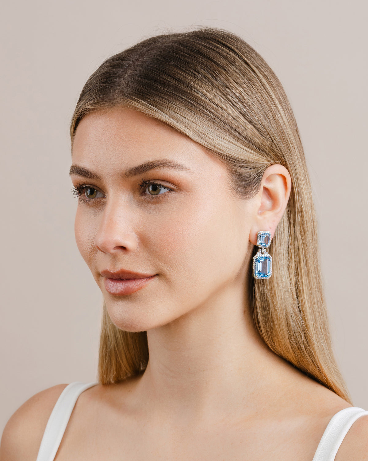 Spinel, Aquamarine and Diamond Earrings