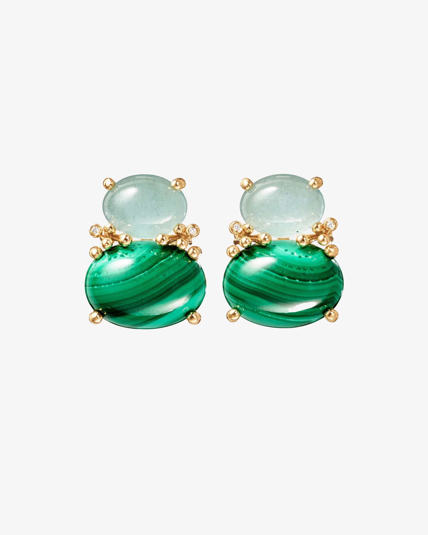 Ole Lynggaard BoHo Earrings with Aquamarine and Malachite