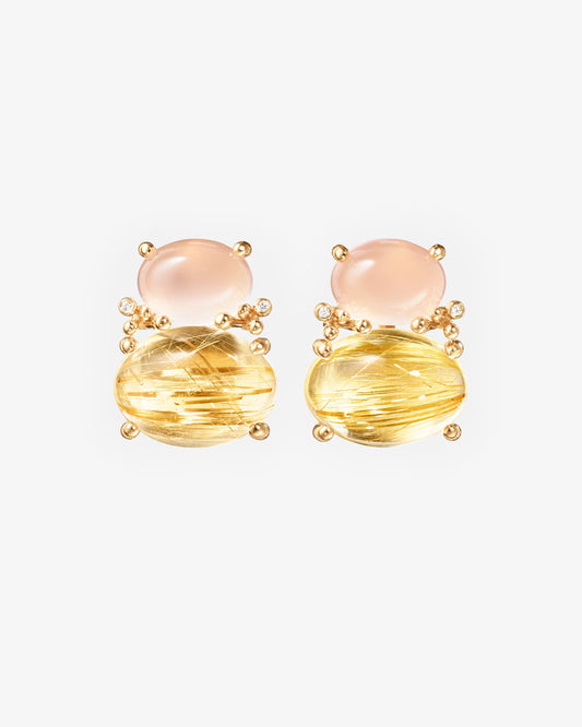 Ole Lynggaard BoHo Earrings with Rose Quartz and Rutile Quartz
