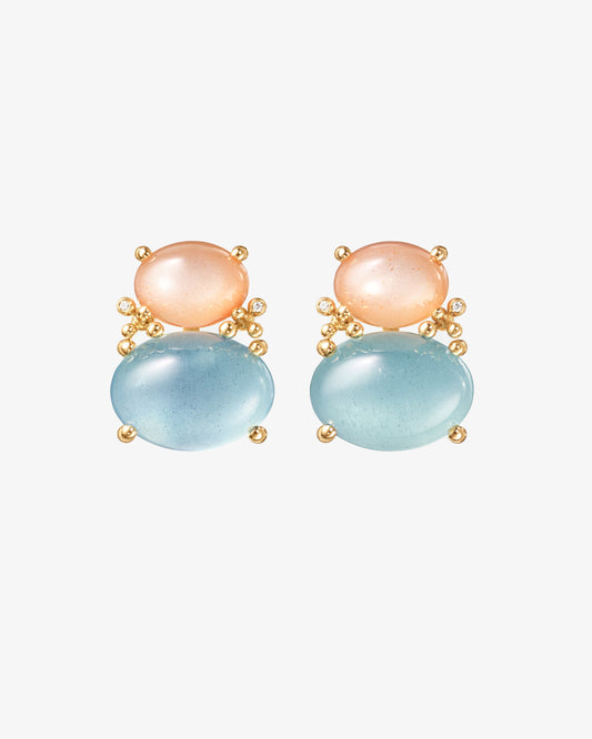 Ole Lynggaard BoHo Earrings with Blush Moonstone and Aquamarine