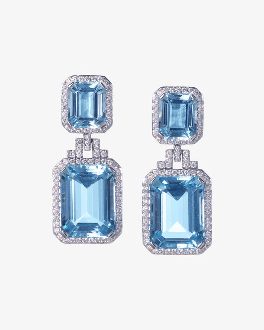 Blue Topaz and Diamond Drop Earrings