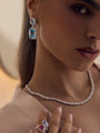 Blue Topaz and Diamond Drop Earrings