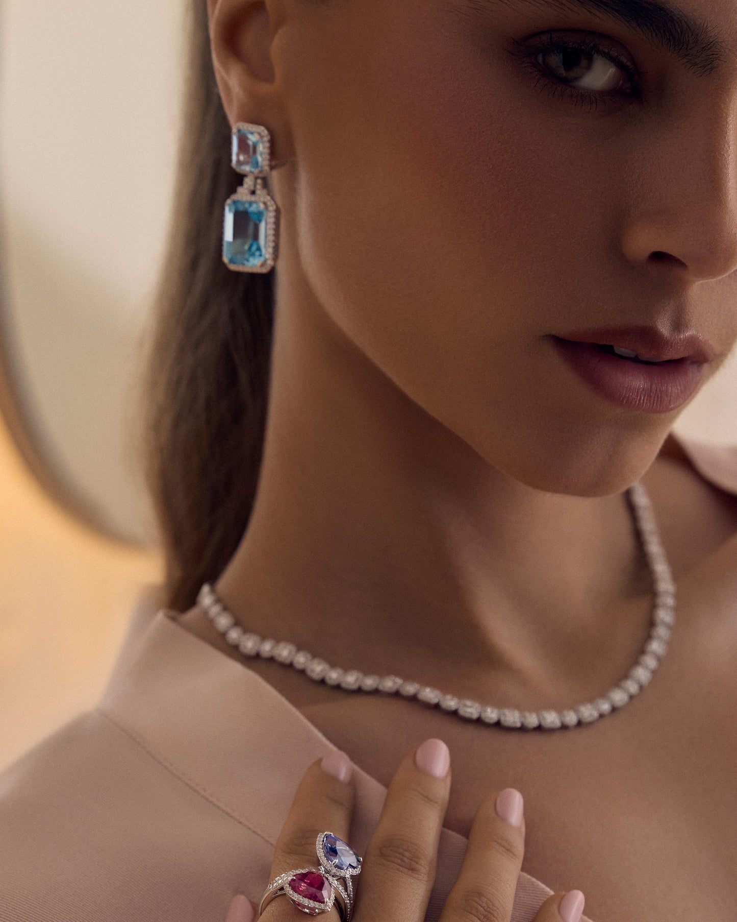 Blue Topaz and Diamond Drop Earrings
