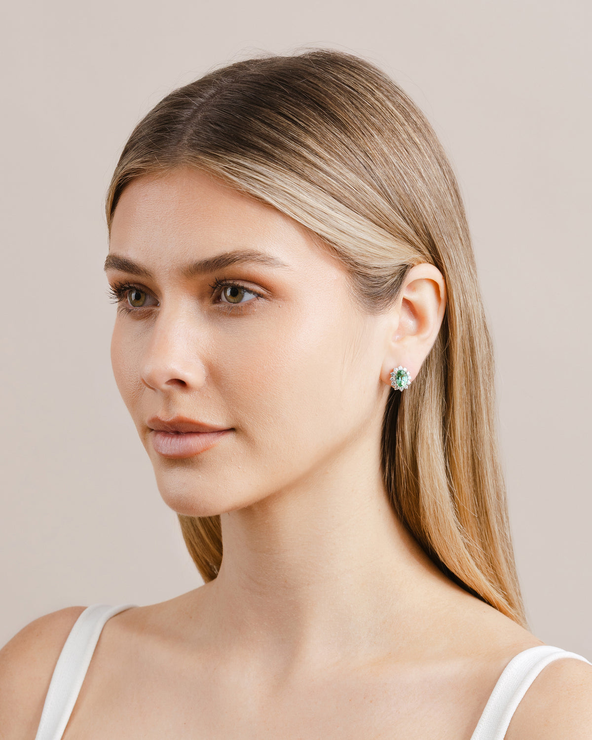 Mint Tourmaline and Diamond Earrings