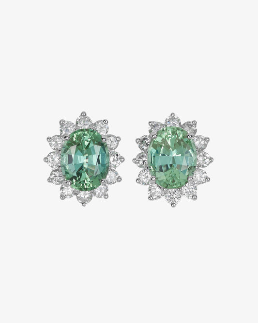 Mint Tourmaline and Diamond Earrings