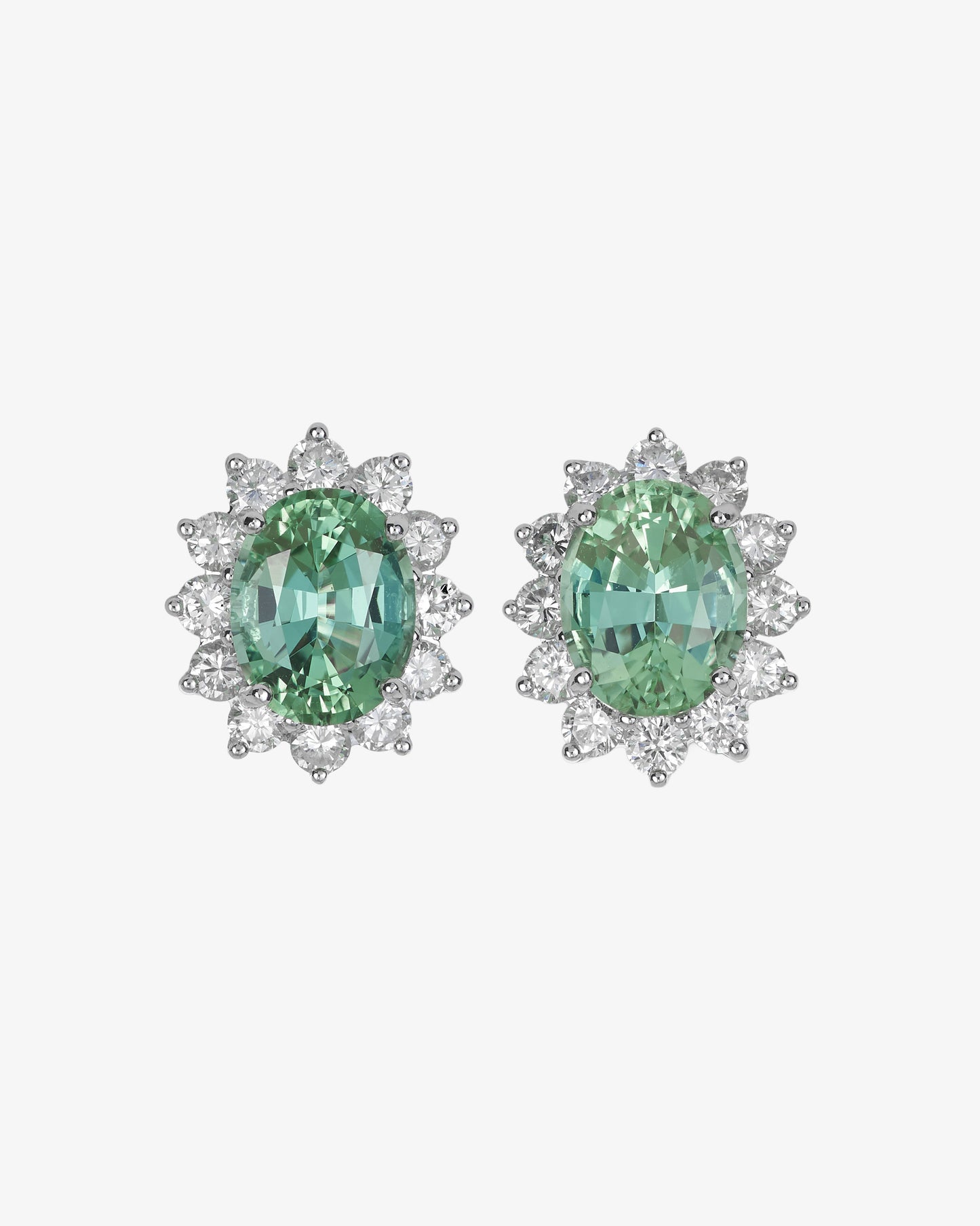 Mint Tourmaline and Diamond Earrings