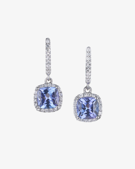 Tanzanite and Diamond Huggie Drop Earrings