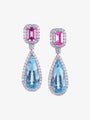 Pink Sapphire, Aquamarine and Diamond Earrings