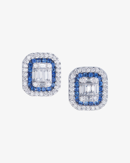 Sapphire and Diamond Invisible Set Earrings