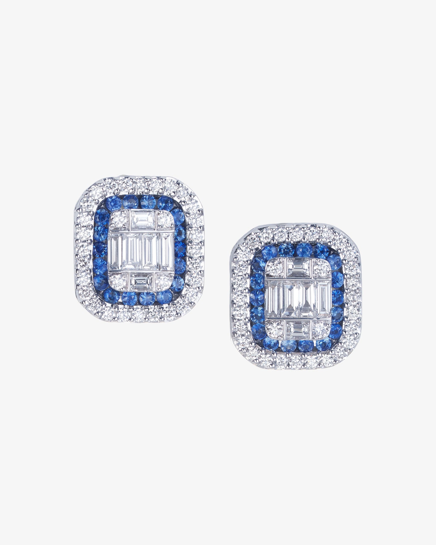 Sapphire and Diamond Invisible Set Earrings