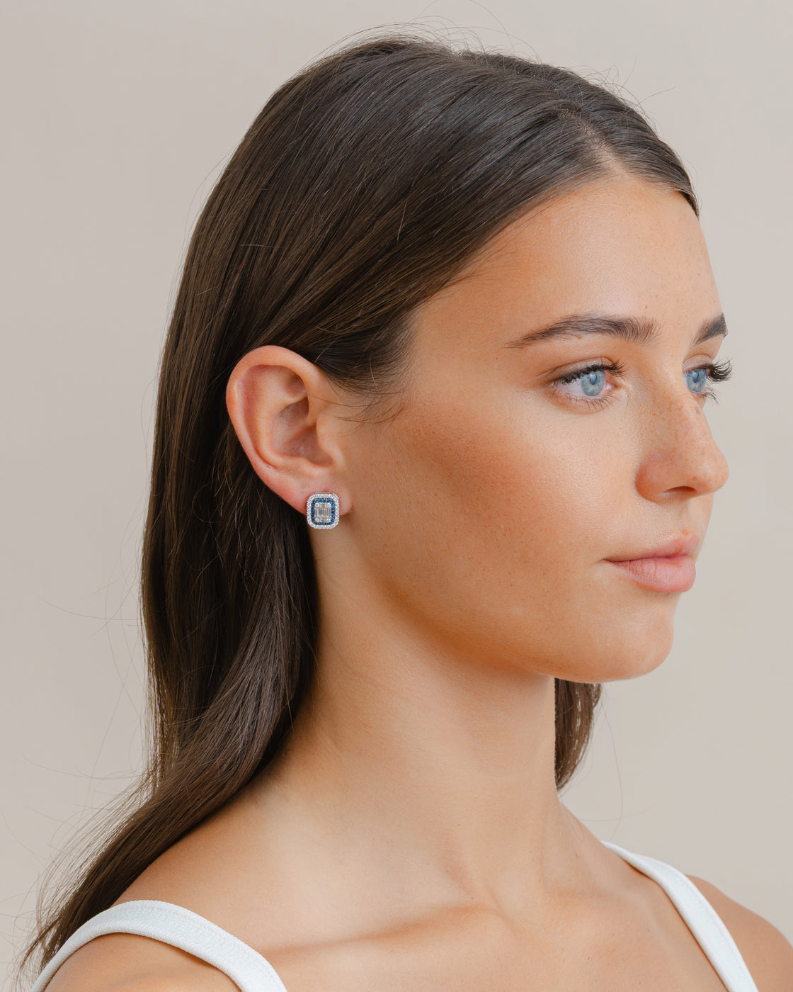 Diamond and Sapphire Stud Earrings