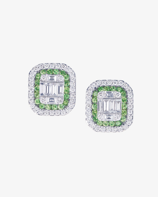 Tsavorite and Diamond Invisible Set Earrings