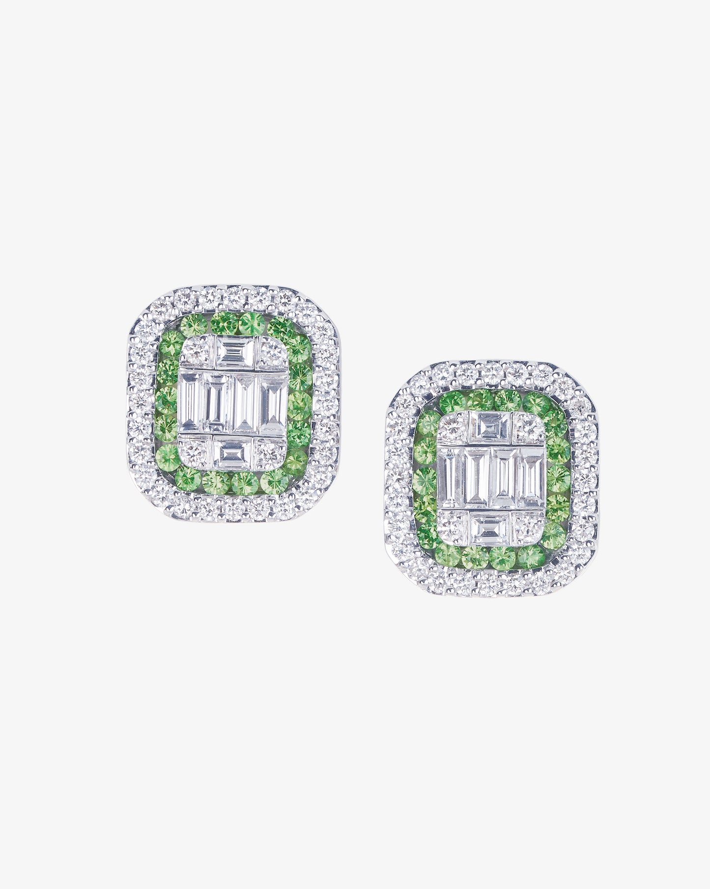 Tsavorite and Diamond Invisible Set Earrings