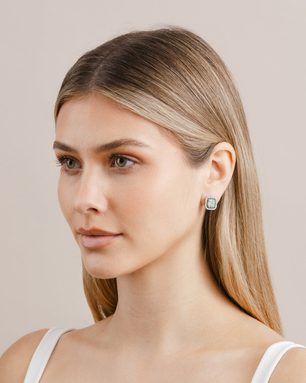 Tsavorite and Diamond Invisible Set Earrings