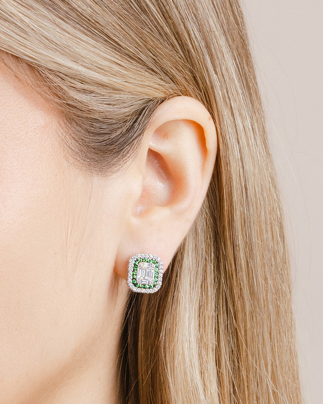 Tsavorite and Diamond Invisible Set Earrings