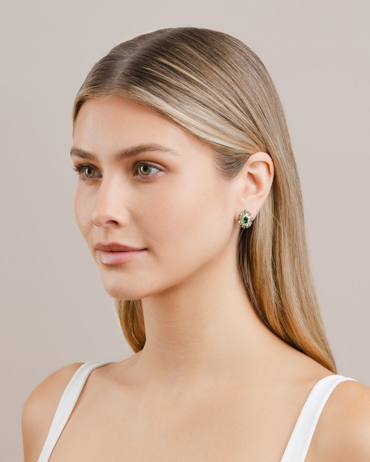 Isabelle Langlois Diopside and Multi-Coloured Gemstone Earrings