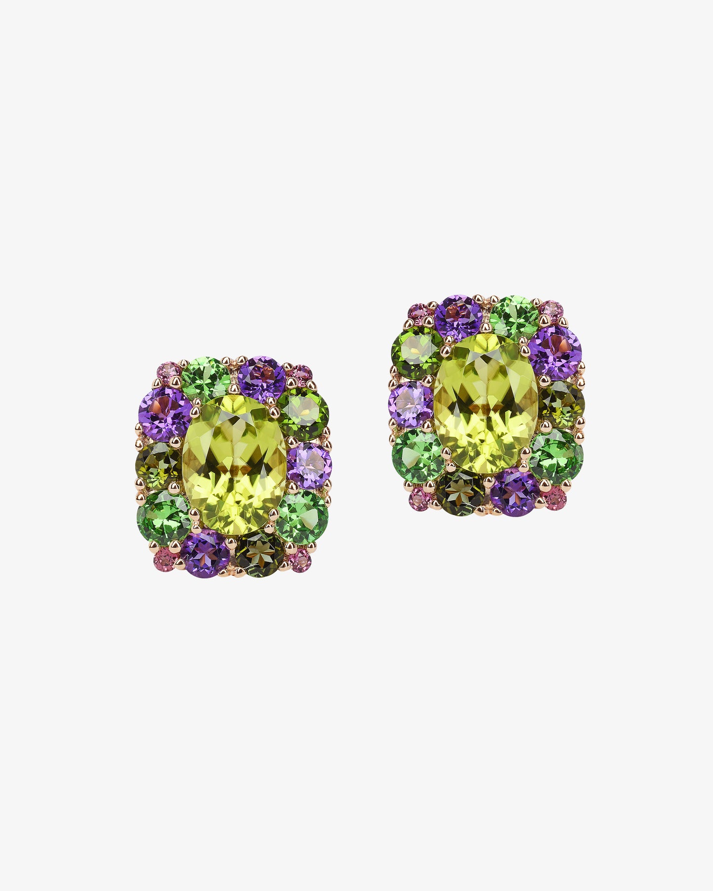 Isabelle Langlois Peridot and Amethyst Stud Earrings
