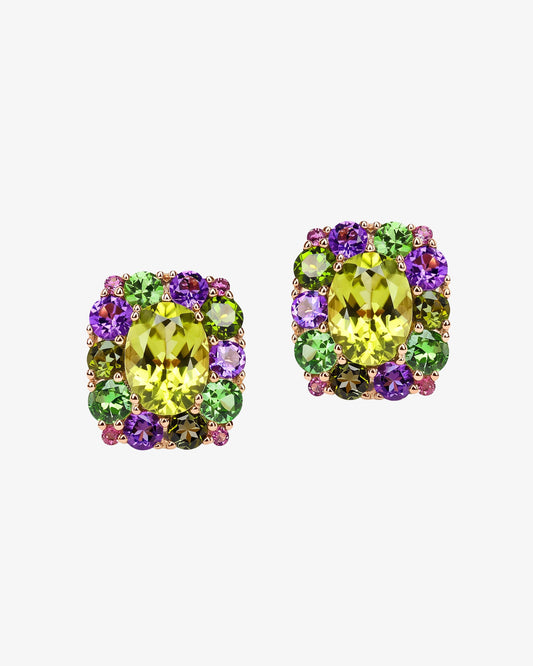 Isabelle Langlois Peridot and Amethyst Stud Earrings