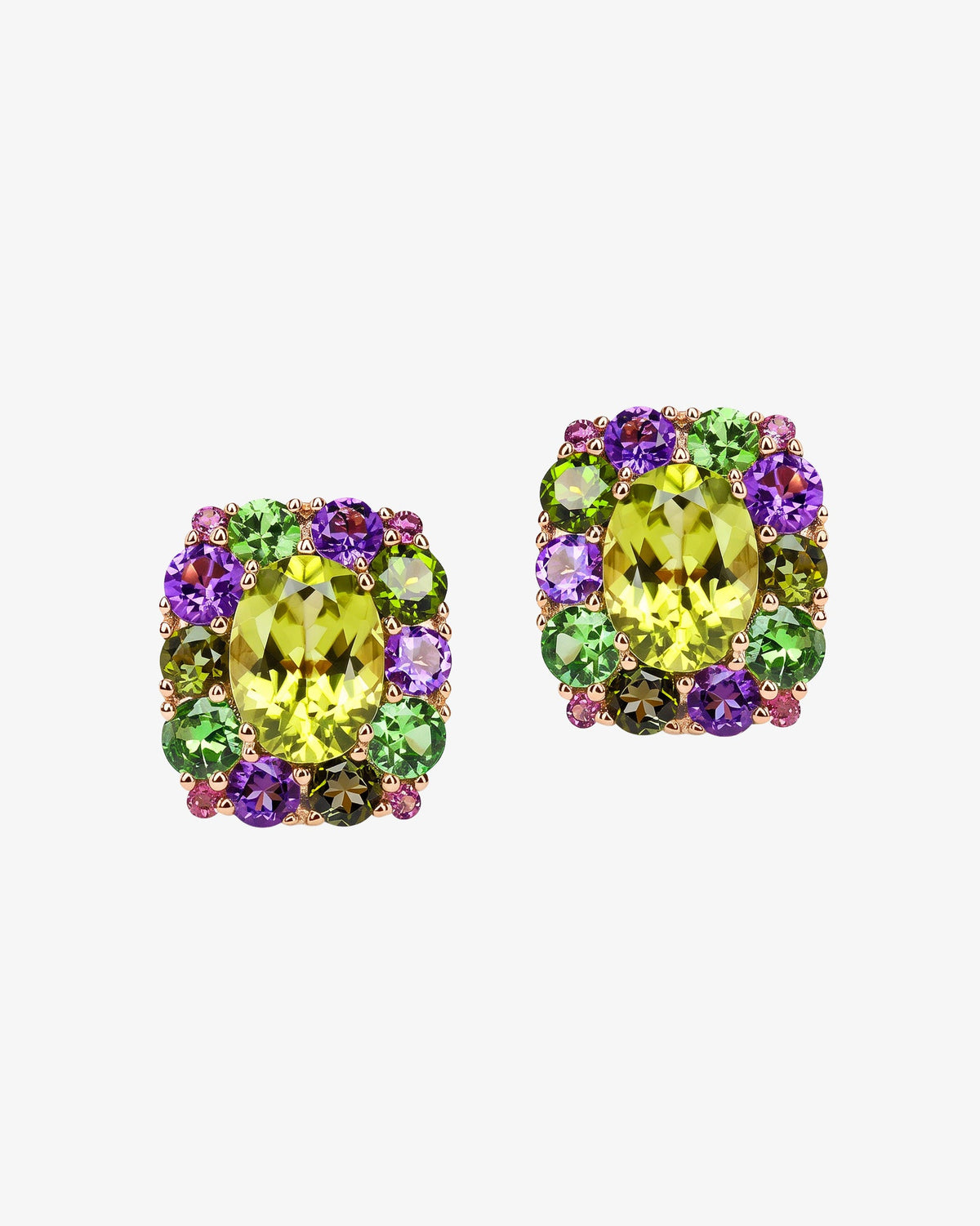 Isabelle Langlois Peridot and Amethyst Stud Earrings