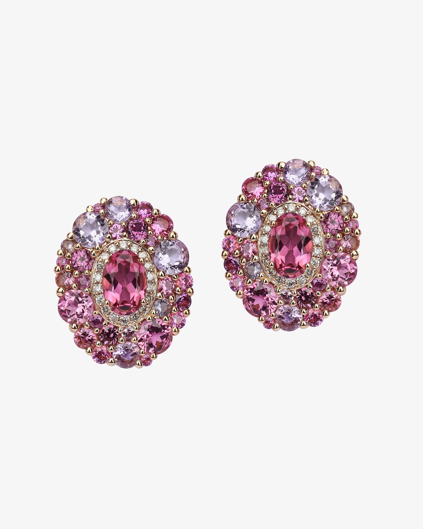 Isabelle Langlois Pink Tourmaline and Rhodolite Stud Earrings