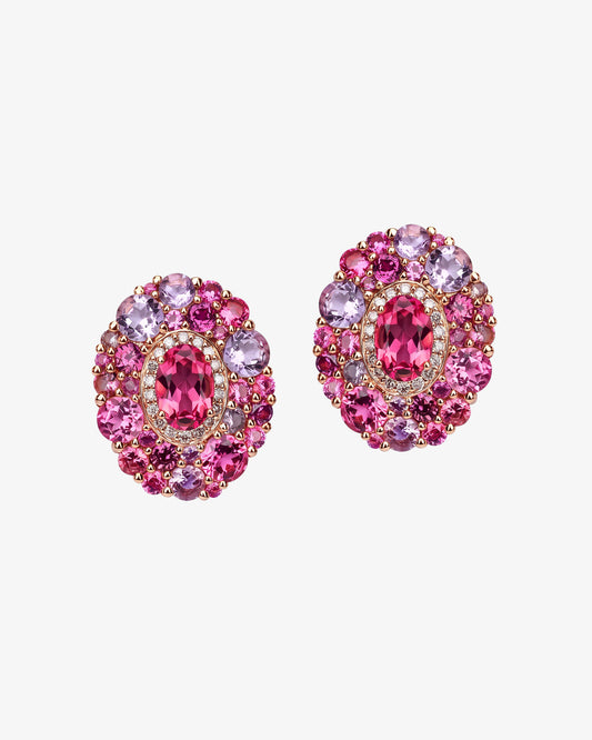 Isabelle Langlois Pink Tourmaline and Multi-Coloured Gemstone Earrings