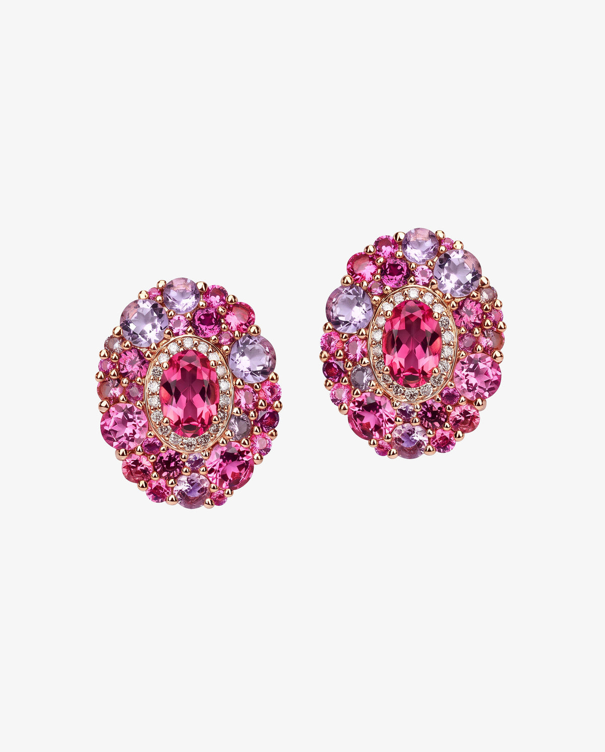 Isabelle Langlois Pink Tourmaline and Multi-Coloured Gemstone Earrings