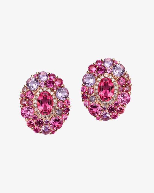 Isabelle Langlois Pink Tourmaline and Rhodolite Stud Earrings