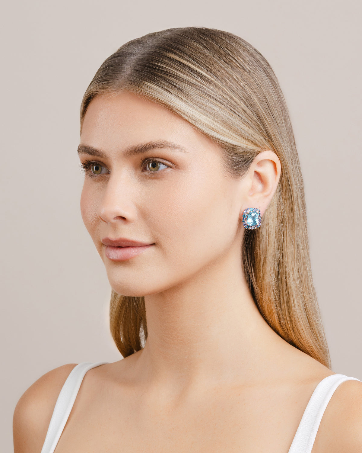 Isabelle Langlois Blue Topaz and Multi-Coloured Gemstone Earrings