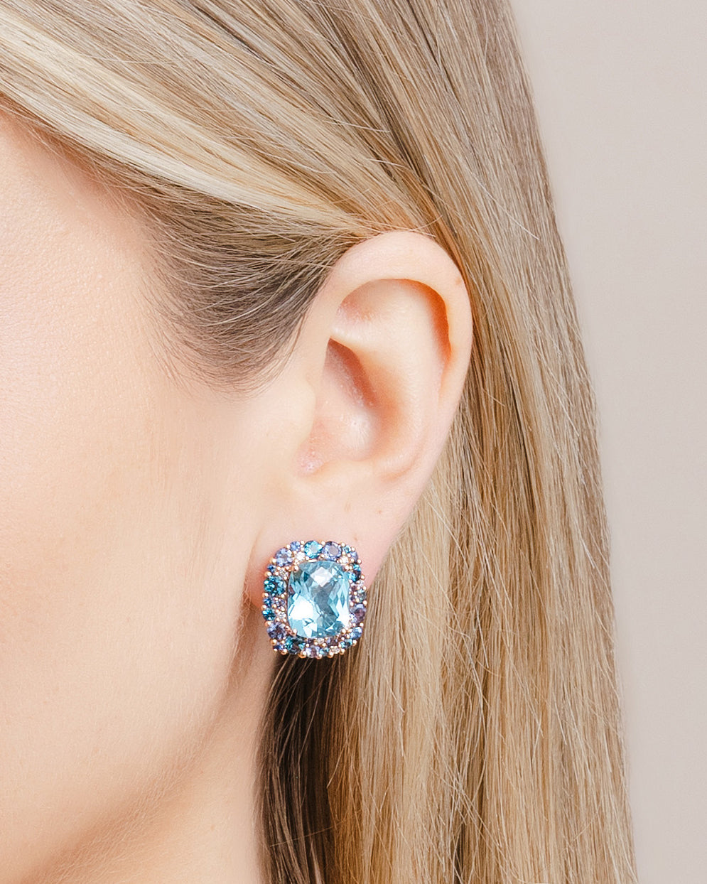 Isabelle Langlois Blue Topaz and Multi-Coloured Gemstone Earrings
