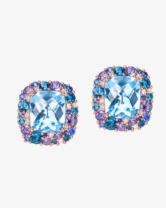 Isabelle Langlois Blue Topaz and Diamond Earrings