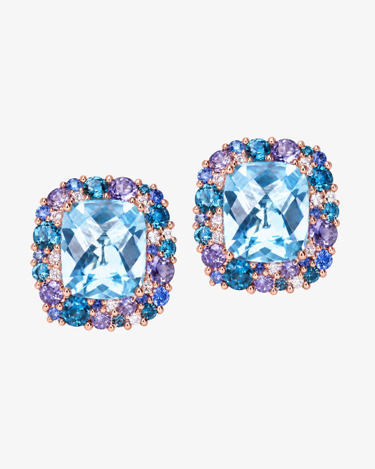 Isabelle Langlois Blue Topaz and Multi-Coloured Gemstone Earrings