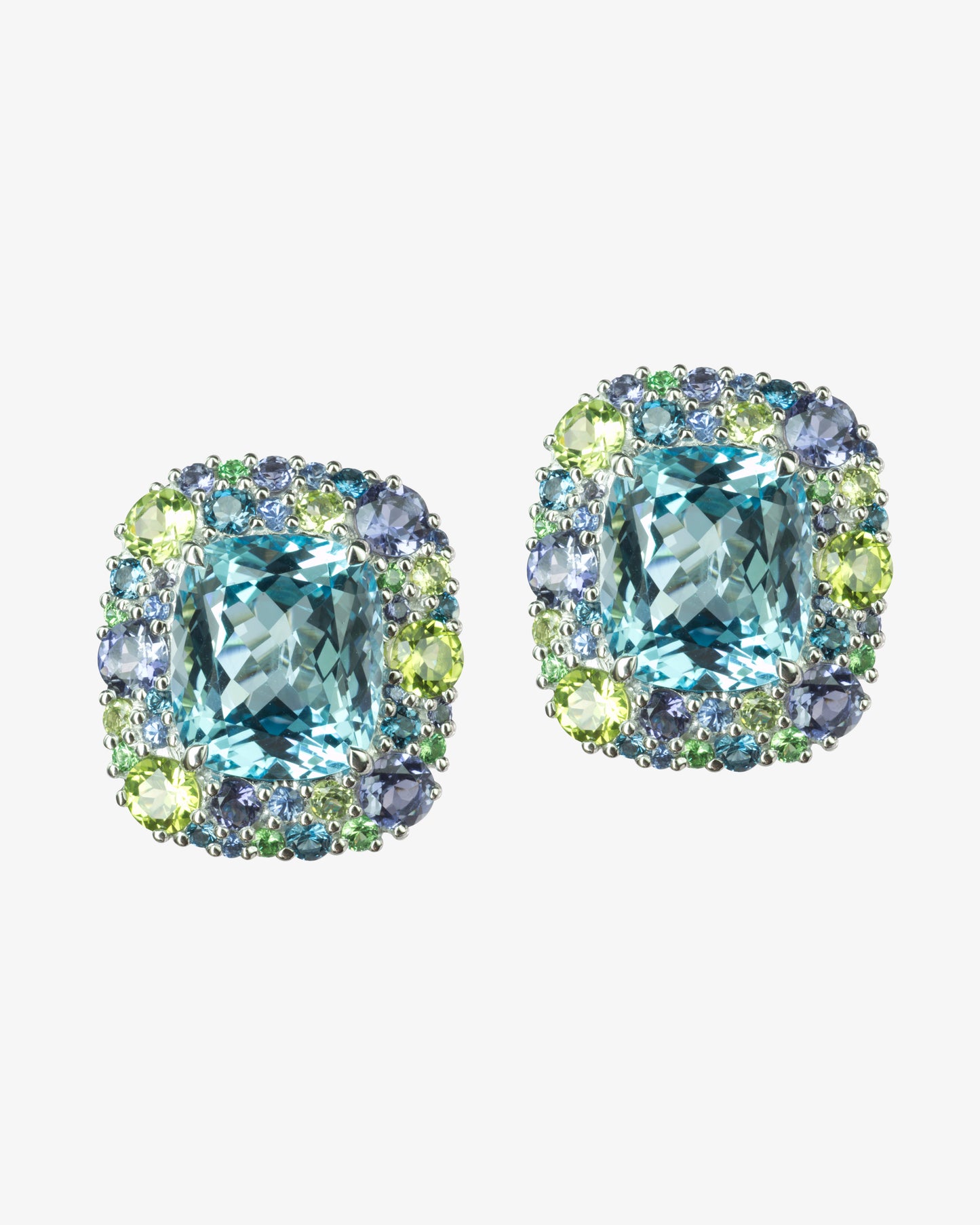 Isabelle Langlois Blue Topaz and Multicoloured Gemstone Earrings