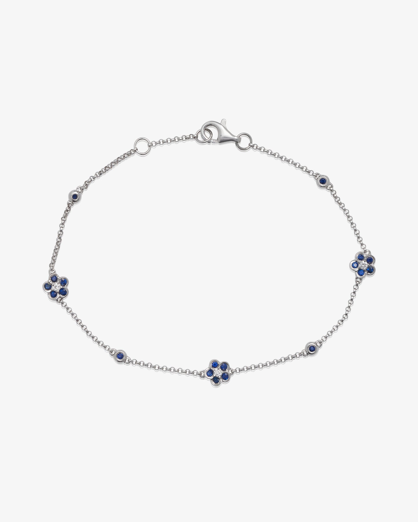 Diamond and Sapphire Flower Bracelet