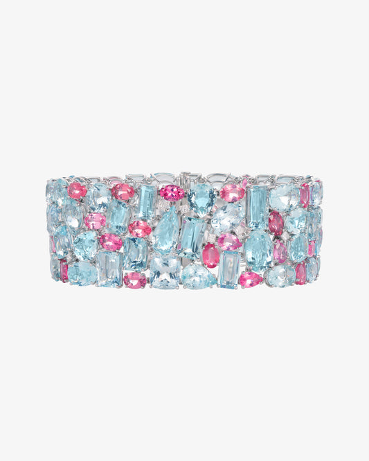 Aquamarine, Spinel and Diamond Bracelet