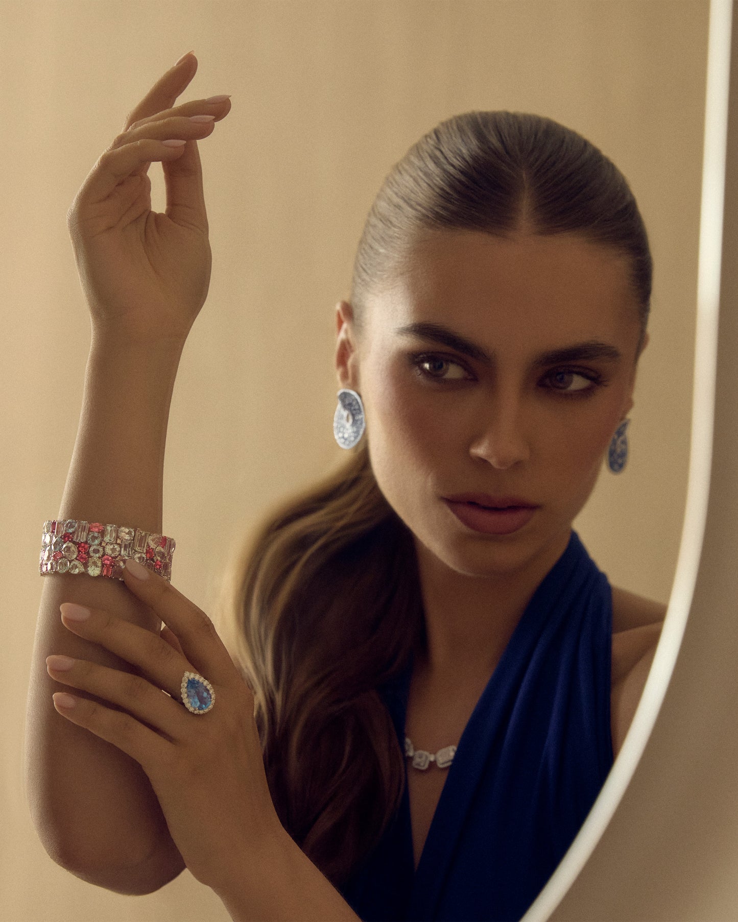 Aquamarine, Spinel and Diamond Bracelet