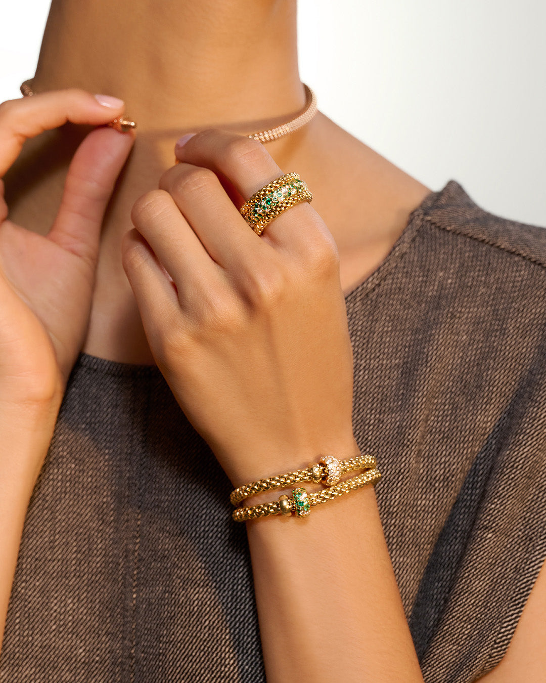 Fope Solo Diamond and Emerald Bracelet