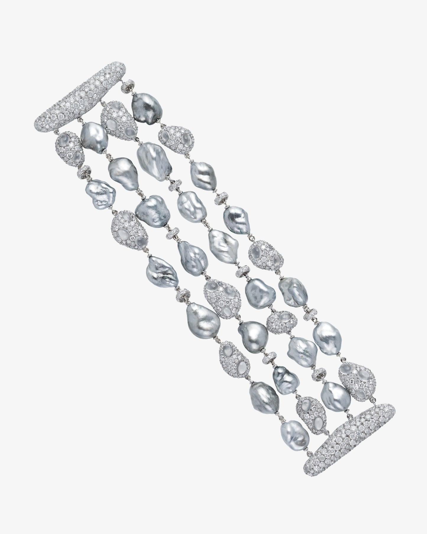 Tahitian Keshi Pearl, Diamond and Moonstone Bracelet